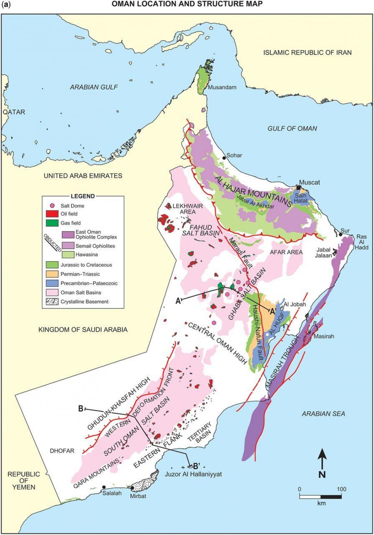 Karte von Oman Geologie