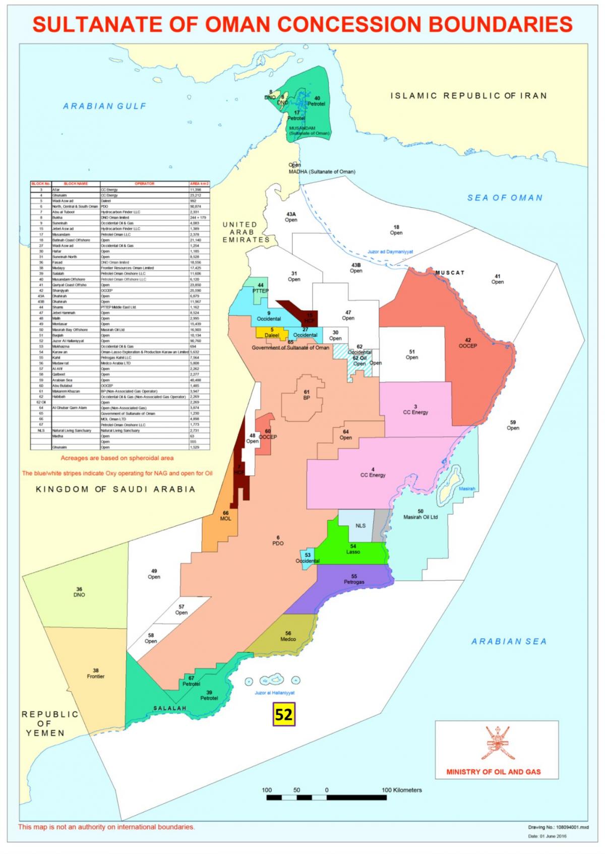 Karte von Oman-Konzession